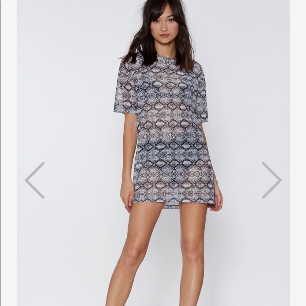 NastyGal snake mesh t-shirt dress- size 4